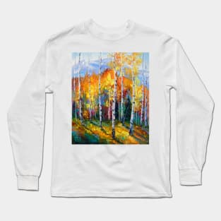 Autumn birches on the edge Long Sleeve T-Shirt